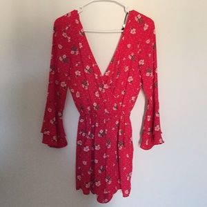 Low cut floral romper